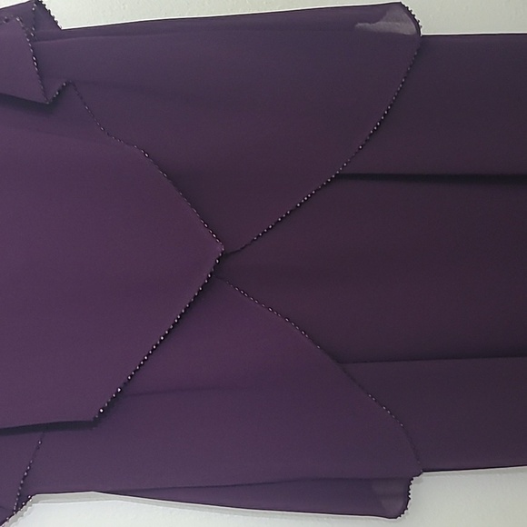 Formal Dress Maxi Cocktail Bead Trim Purple Dark Romance Fairycore Short Sleeve - Picture 9 of 12